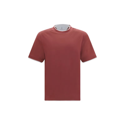 Brunello Cucinelli Bordeaux Cotton T-Shirt