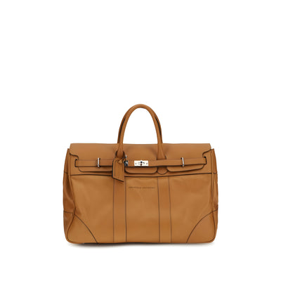 Brunello Cucinelli Brown Leather Travel Bag