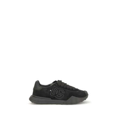 Dolce & Gabbana Black Calf Leather Chunky Sneakers