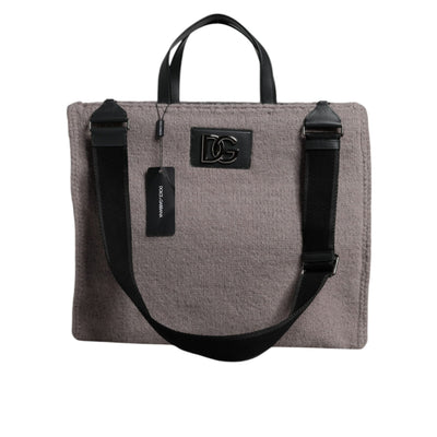 Sac à bandoulière Dolce & Gabbana en laine d'alpaga grise avec plaque logo
