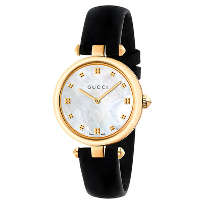 Gucci Black Leather Dress Watch