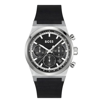 Hugo Boss Gray Leather Dress Watch