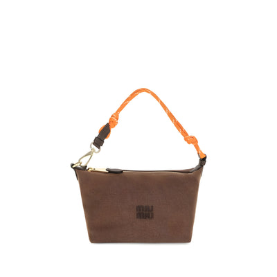 Miu Miu Brown Cotton Shoulder Bag