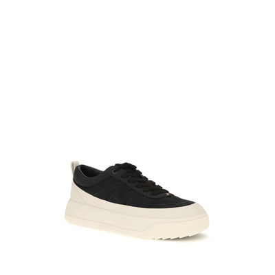 Moncler Black Leather Athletic Sneakers