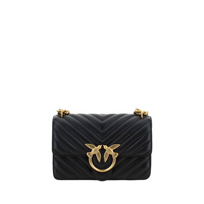 PINKO Black Calf Leather Shoulder Bag