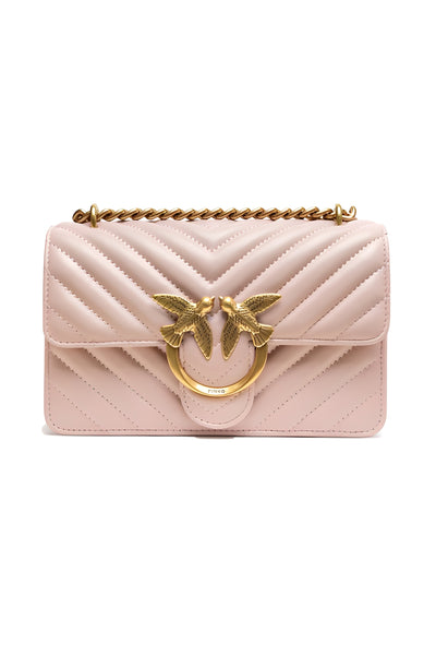 PINKO Powder Pink Love One Mini Chevron Shoulder Bag