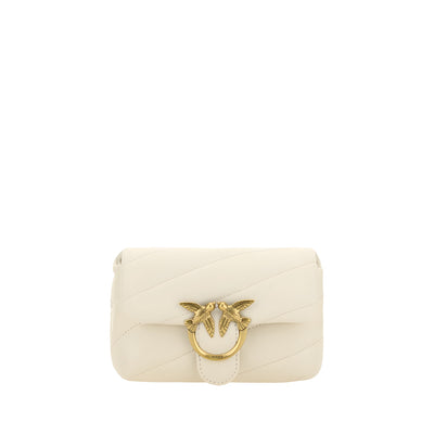 PINKO White Calf Leather Shoulder Bag