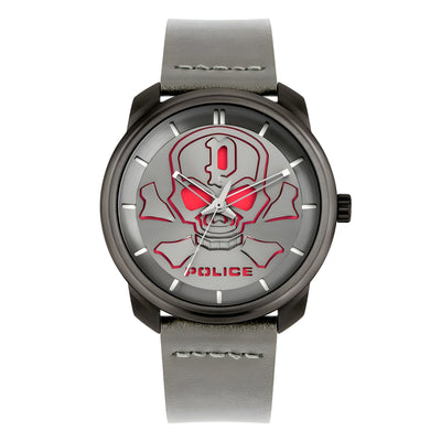 Police Grey Leather Dress Watch