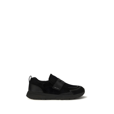 Prada Black Leather Athletic Sneakers