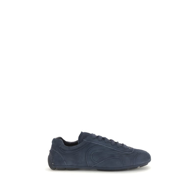 Prada Blue Calf Leather Athletic Sneakers