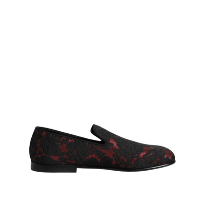 Chaussures Mocassins à Enfiler Jacquard Rouge Noir Dolce & Gabbana