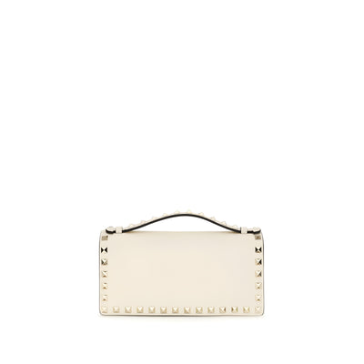 Valentino Garavani Beige Rockstud Chain Wallet