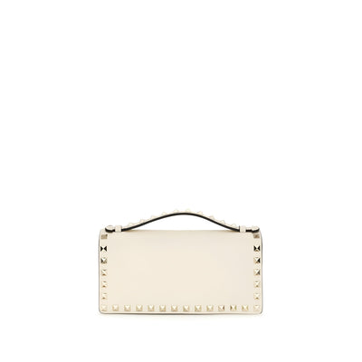 Valentino Garavani Beige Rockstud Chain Wallet