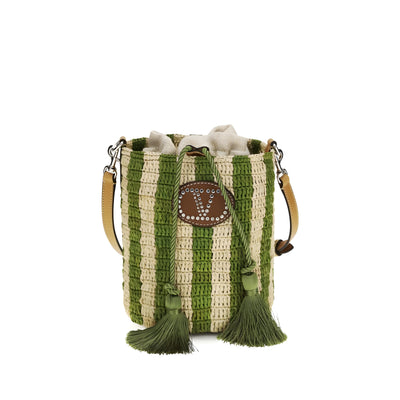 Valentino Garavani Bicolor Raffia Bucket Bag