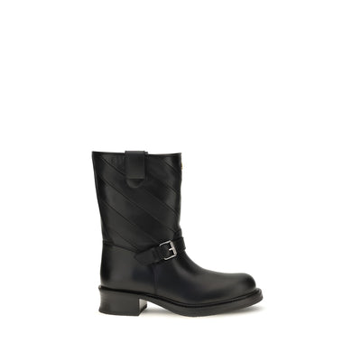 Valentino Garavani Black Calf Leather Ankle Boots