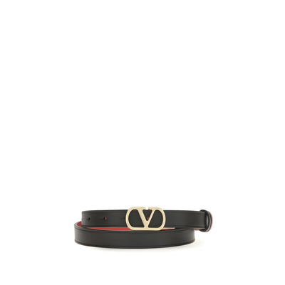 Valentino Garavani Black Calf Leather Regular Belt