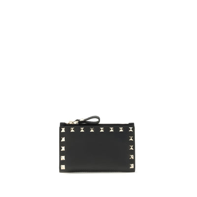 Valentino Garavani Black Calf Leather Card Holder