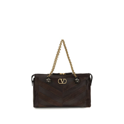 Valentino Garavani Brown Calf Leather Shoulder Bag