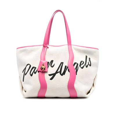 Palm Angels White Canvas Tote Bag