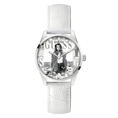 Montre Guess en cuir blanc