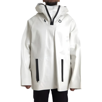 Bottega Veneta White Leather Waterproof Jacket Blouson