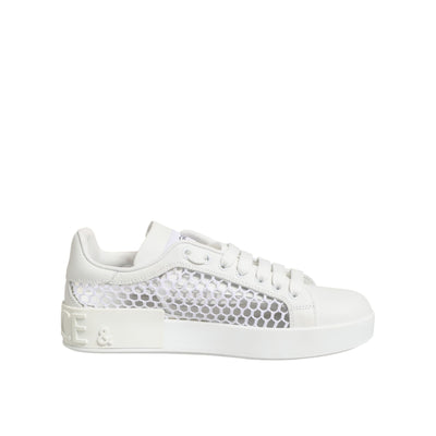 Dolce & Gabbana White Mesh Inserts Low Top Sneakers