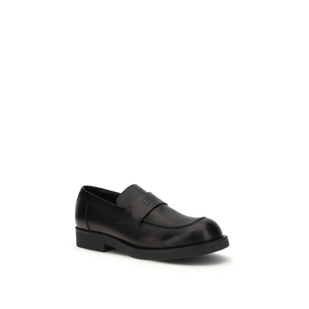 MM6 Black Calf Leather Slip-On Loafers