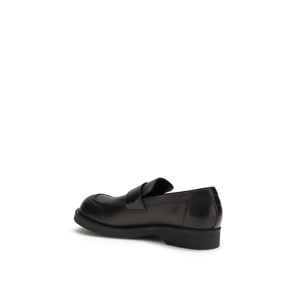MM6 Black Calf Leather Slip-On Loafers