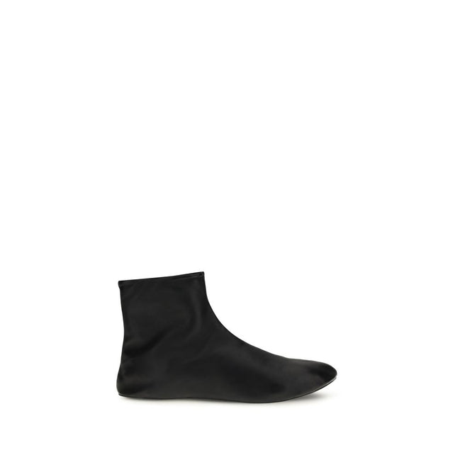 The Row Black Leather Ankle Boots