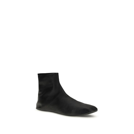 The Row Black Leather Ankle Boots