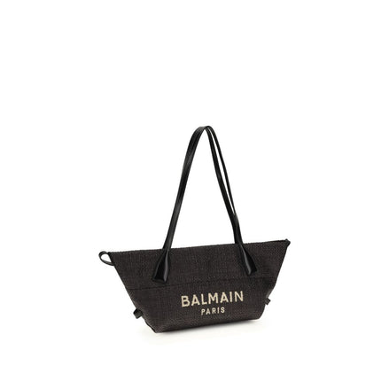 Sac porté épaule Balmain en raphia noir