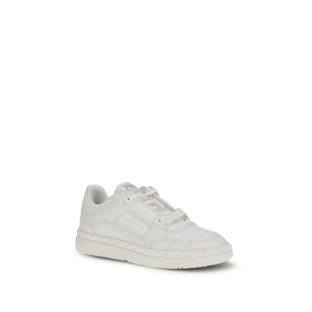Valentino Garavani Sneakers Basse in Pelle di Vitello Bianca Bos Taurus