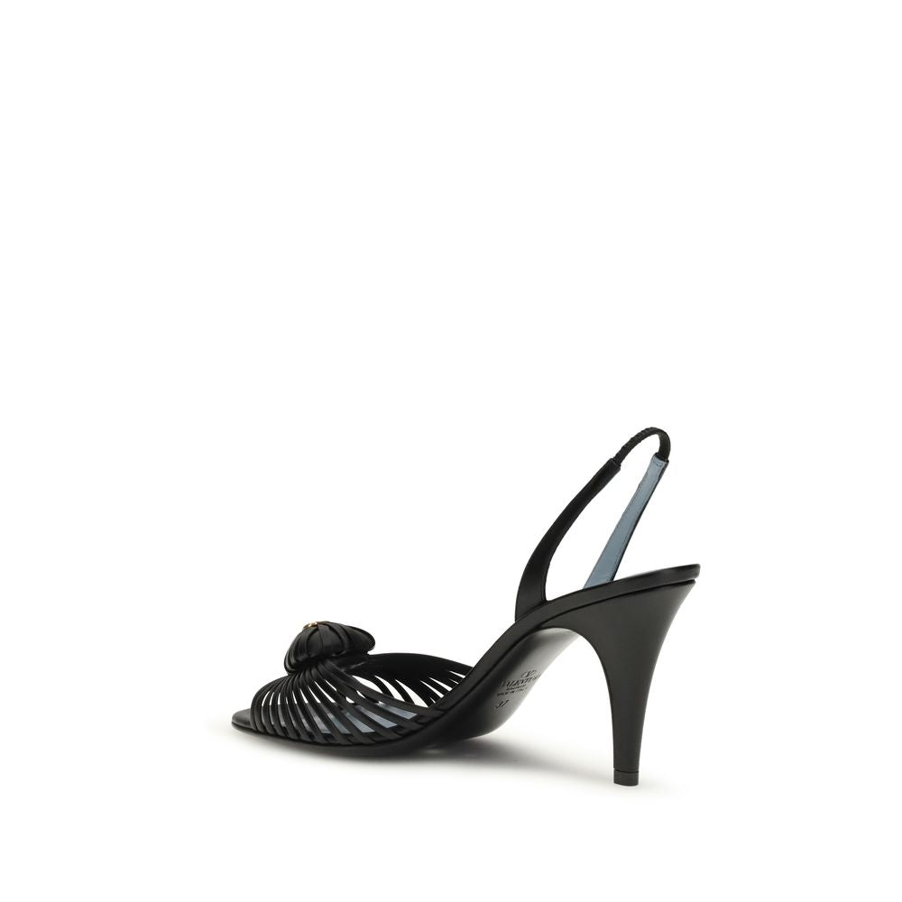 Sandales à talon aiguille en chèvre noir Valentino Garavani