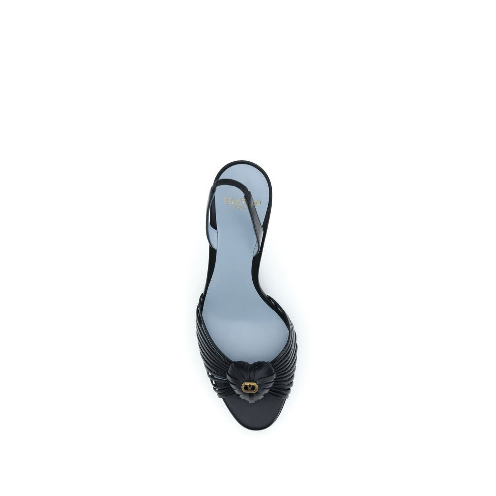 Sandales à talon aiguille en chèvre noir Valentino Garavani