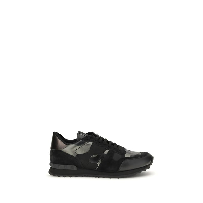Sneakers sportive Valentino Garavani in pelle di vitello nera Bos Taurus