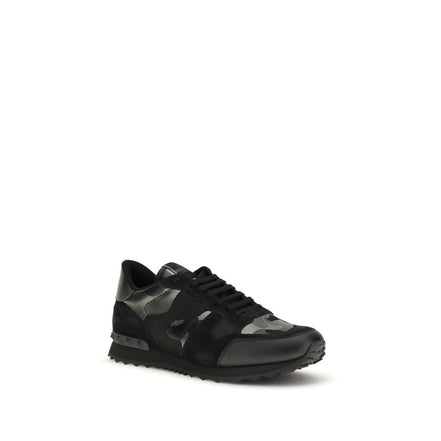 Sneakers sportive Valentino Garavani in pelle di vitello nera Bos Taurus