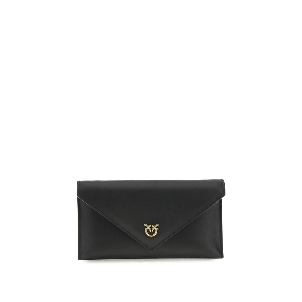 PINKO Black Calf Leather Clutch Bag
