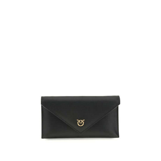 PINKO Black Calf Leather Clutch Bag
