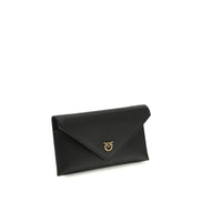 PINKO Black Calf Leather Clutch Bag