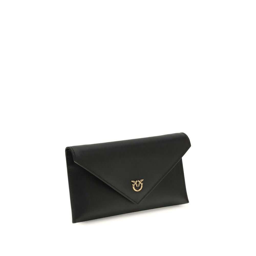 PINKO Black Calf Leather Clutch Bag