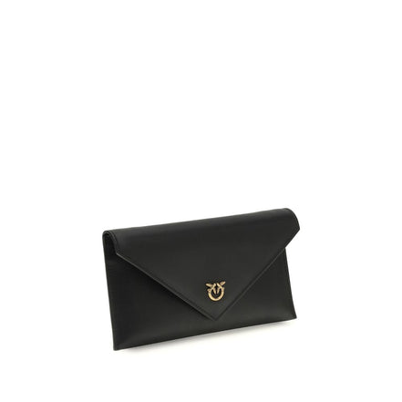 PINKO Black Calf Leather Clutch Bag