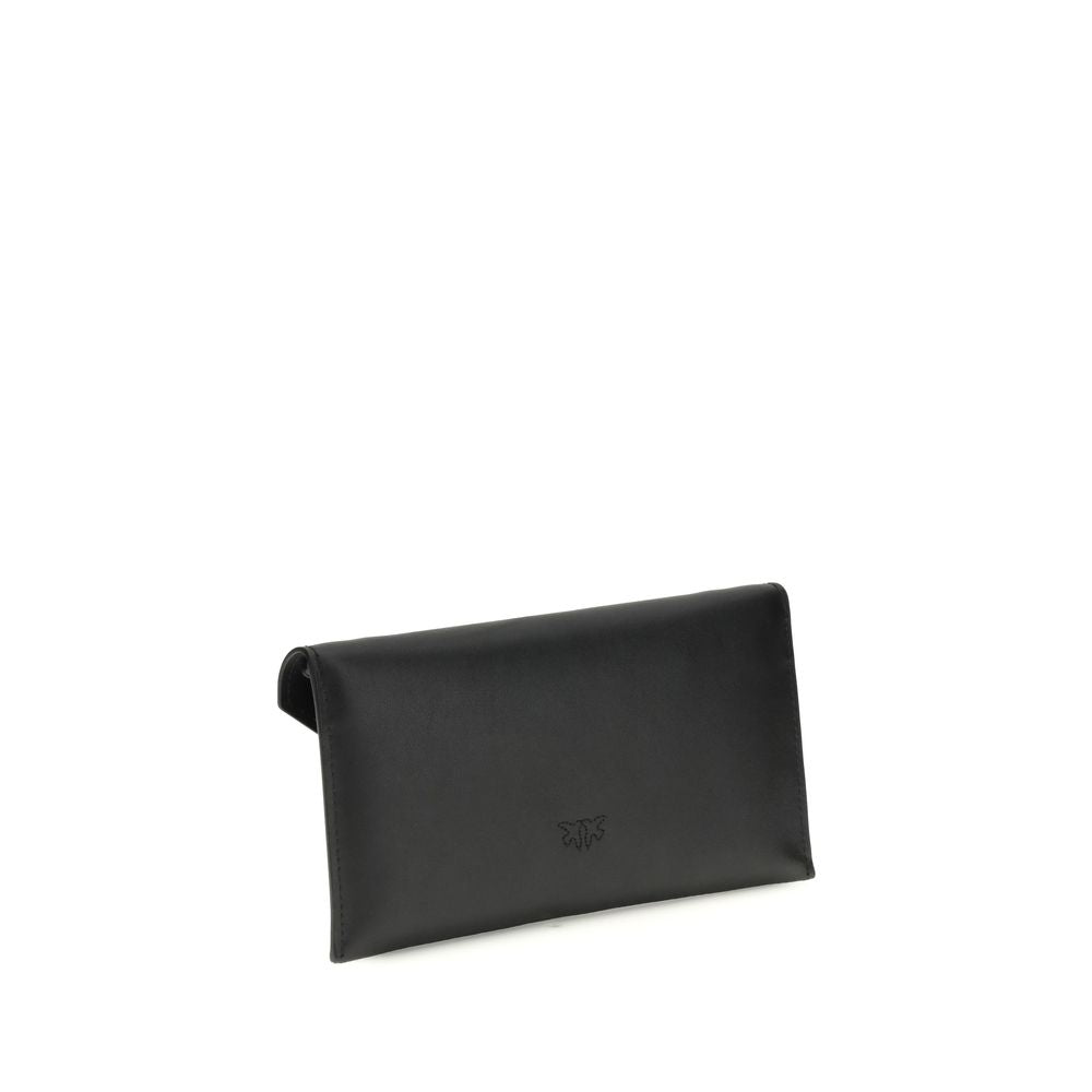 PINKO Black Calf Leather Clutch Bag