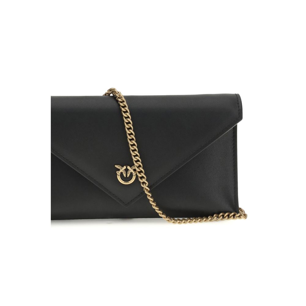PINKO Black Calf Leather Clutch Bag