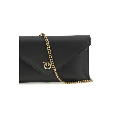 PINKO Black Calf Leather Clutch Bag