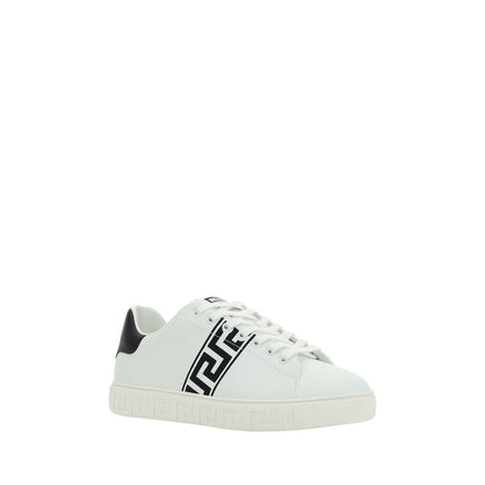 Versace White Calf Leather Low Top Sneakers