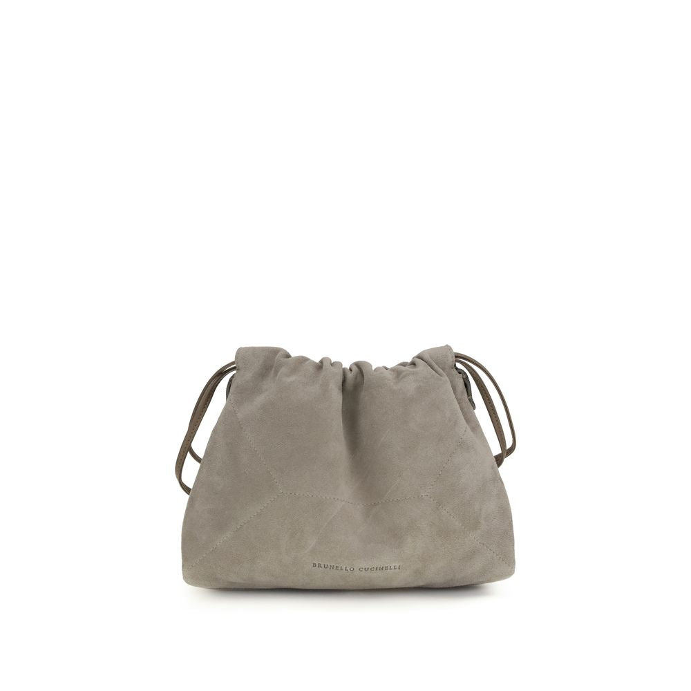Brunello Cucinelli Pochette en cuir de veau gris Bos Taurus