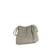 Brunello Cucinelli Pochette en cuir de veau gris Bos Taurus
