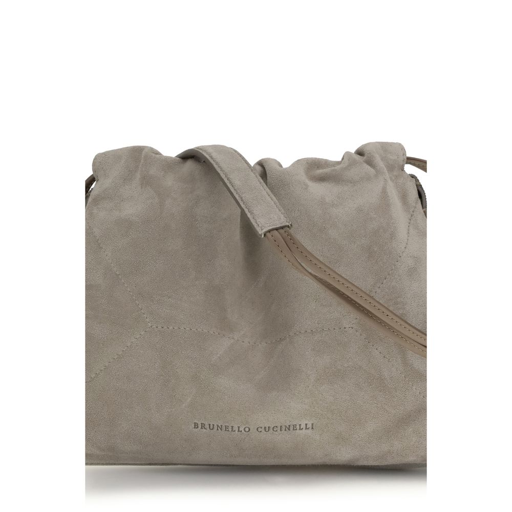 Brunello Cucinelli Pochette en cuir de veau gris Bos Taurus
