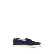 Brunello Cucinelli Blue Calf Leather Slip-On Loafers