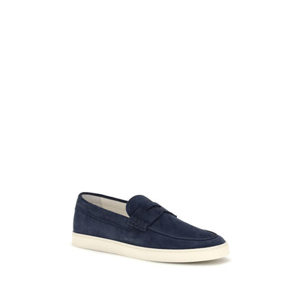 Brunello Cucinelli Blue Calf Leather Slip-On Loafers